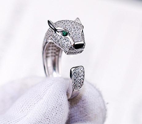 KIKICHIC | NYC | CZ Pave Diamonds Green Eye Panther Ring Adjustable in  Sterling Silver (925) available in 18k Gold and Silver